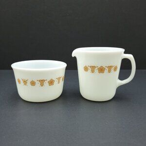 Pyrex Butterfly Gold Creamer & Sugar Bowl Corning Butterfly Gold Creamer Set